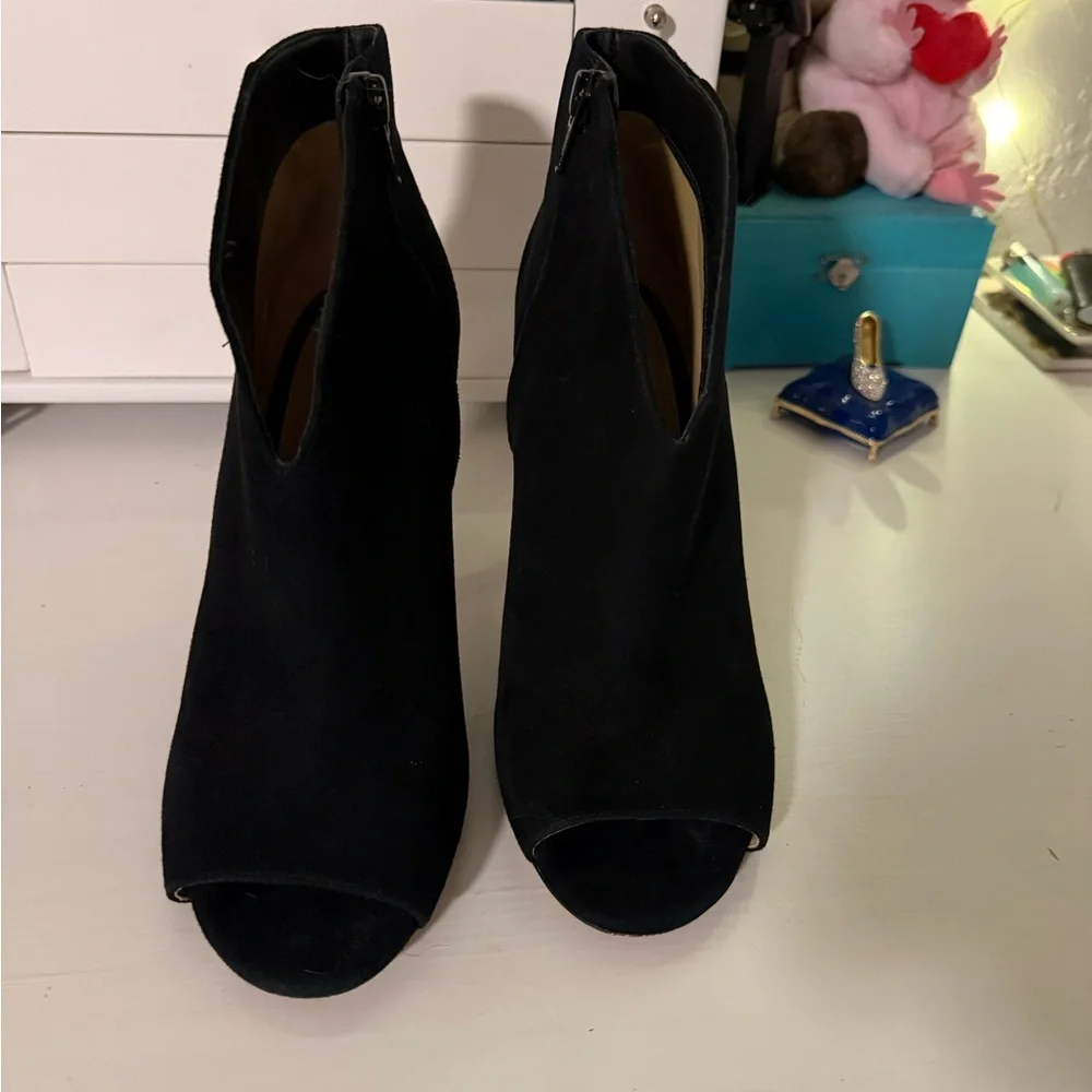 Michael Kors Black Peep-Toe Ankle Booties - Picture 2 of 3